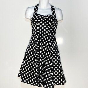 Anni CoCo  SZ S black & white polka dot vintage inspired halter dress